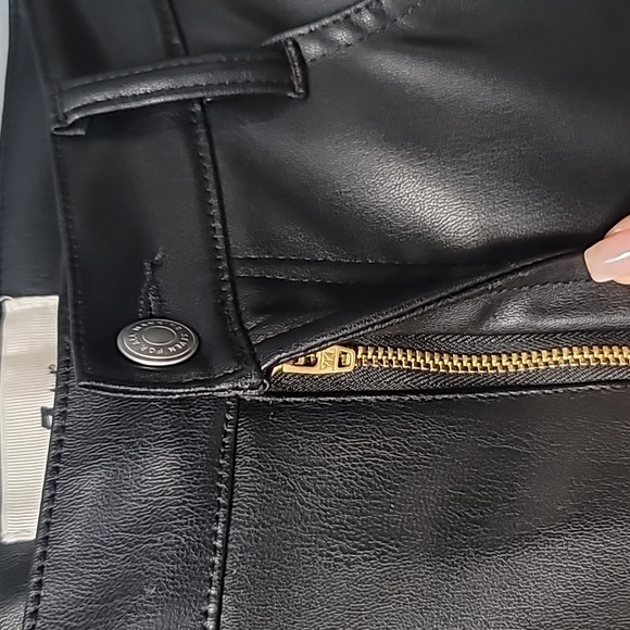 7 For All Mankind Faux Leather Straight Leg Pants, Size 31, Color Black - Picture 5 of 12